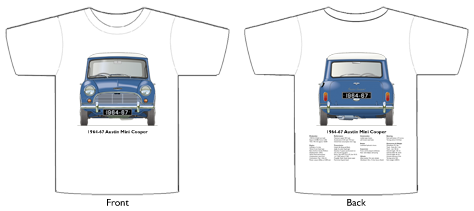 Austin Mini Cooper 1964-67 T-shirt Front & Back